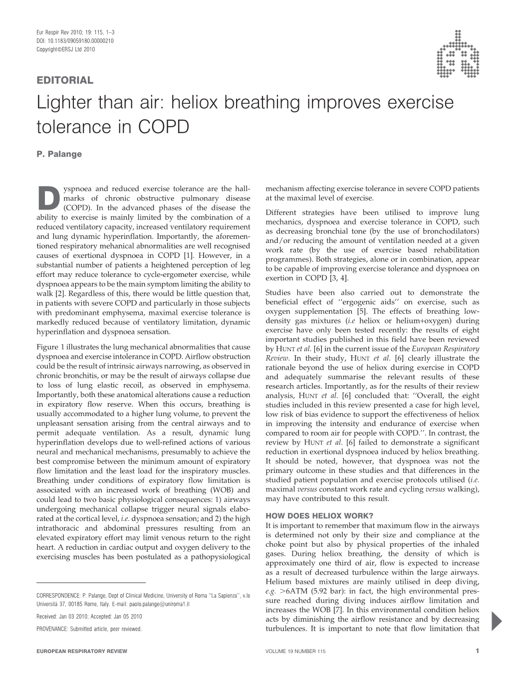 Heliox Breathing Improves Exercise Tolerance in COPD