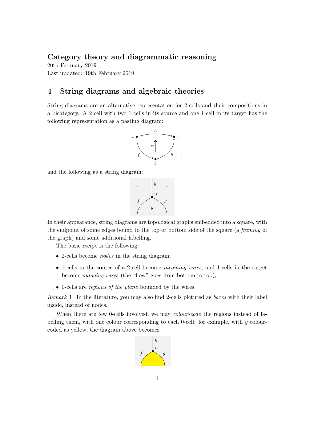 Category Theory and Diagrammatic Reasoning 4 String Diagrams And