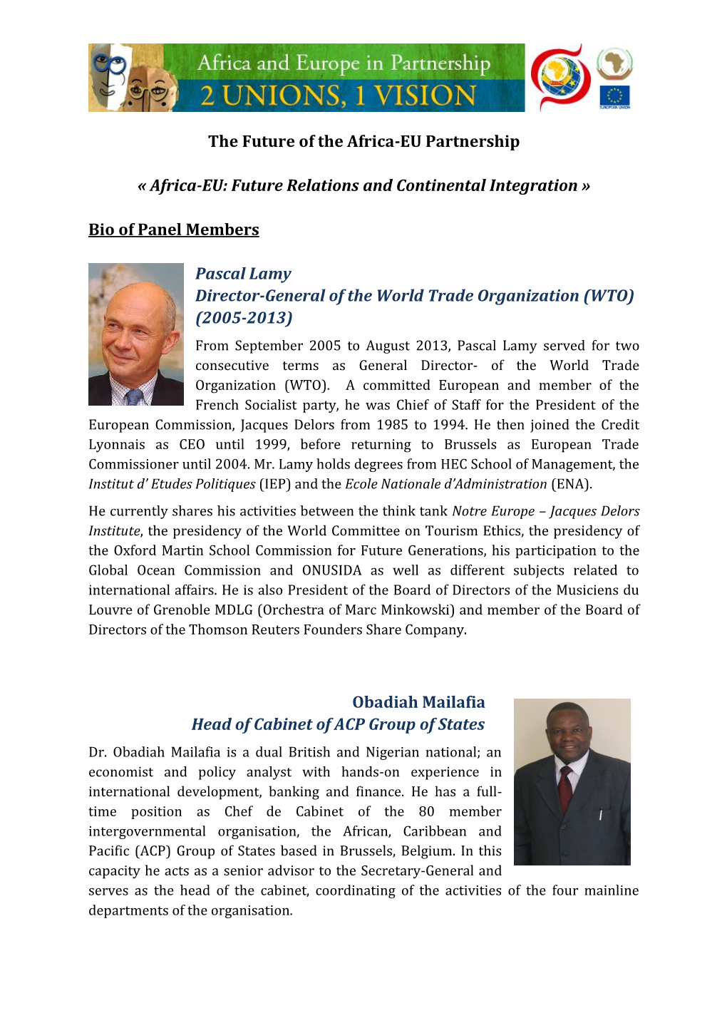 Africa-EU: Future Relations and Continental Integration » Bio Of