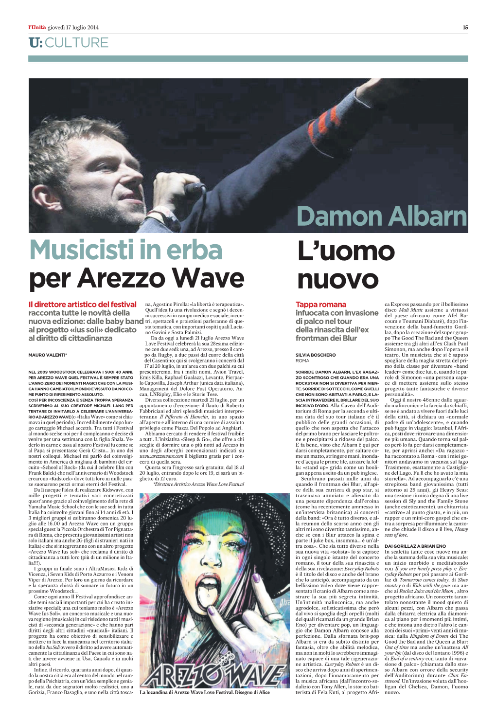 Damon Albarn Musicistiinerba Per Arezzo Wave