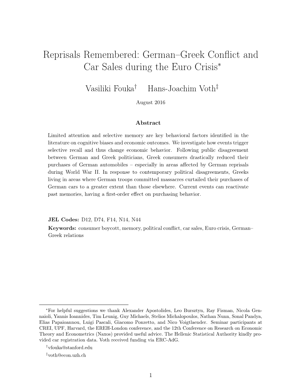 German–Greek Conflict and Car Sales During the Euro Crisis