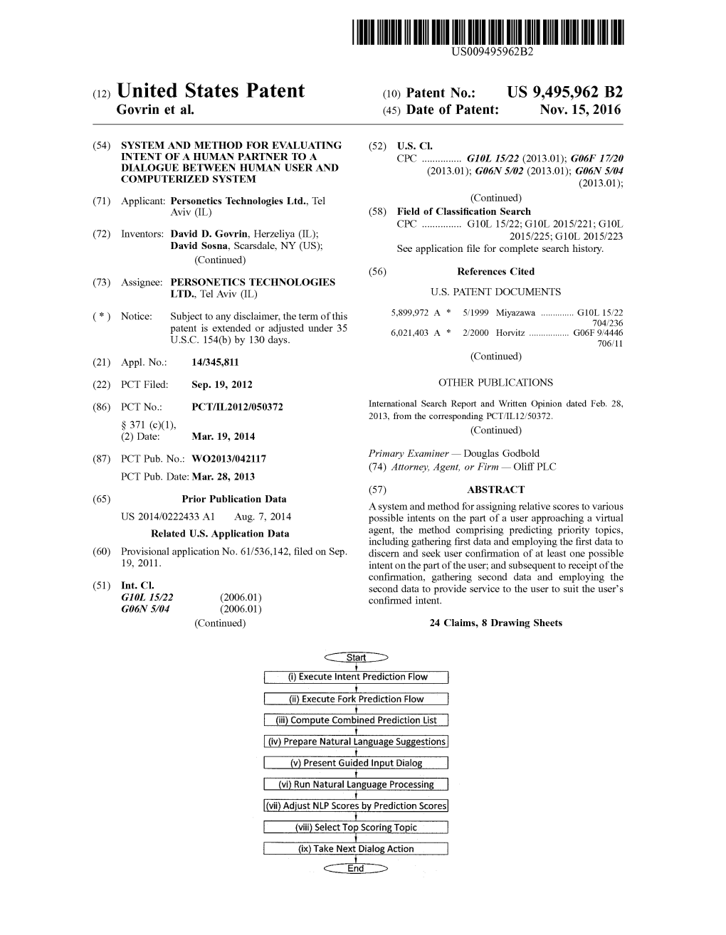 (12) United States Patent (10) Patent No.: US 9,495,962 B2 G0vrin Et Al