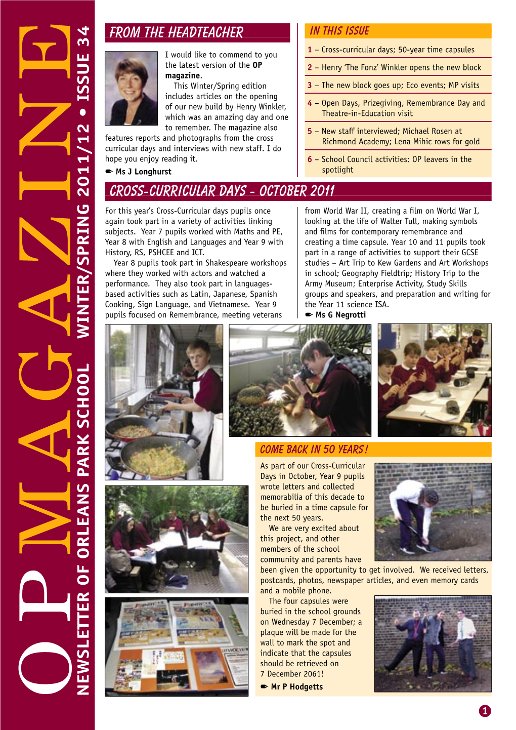 Newsletter of Orleans P Ark School Winter/Spring 2011