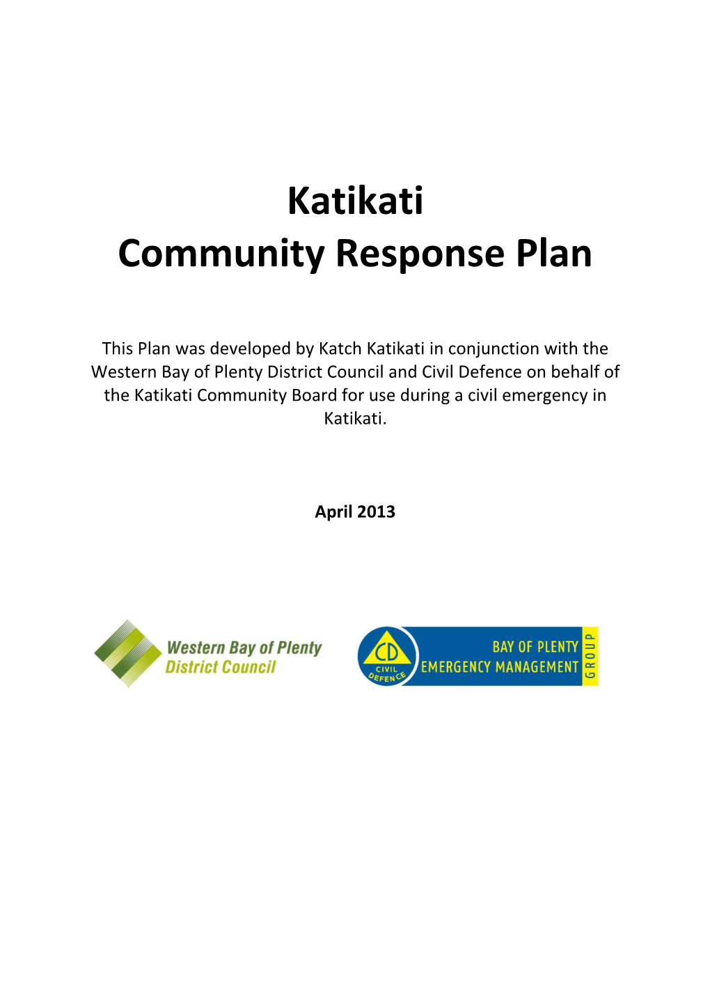 Katikati Community Response Plan