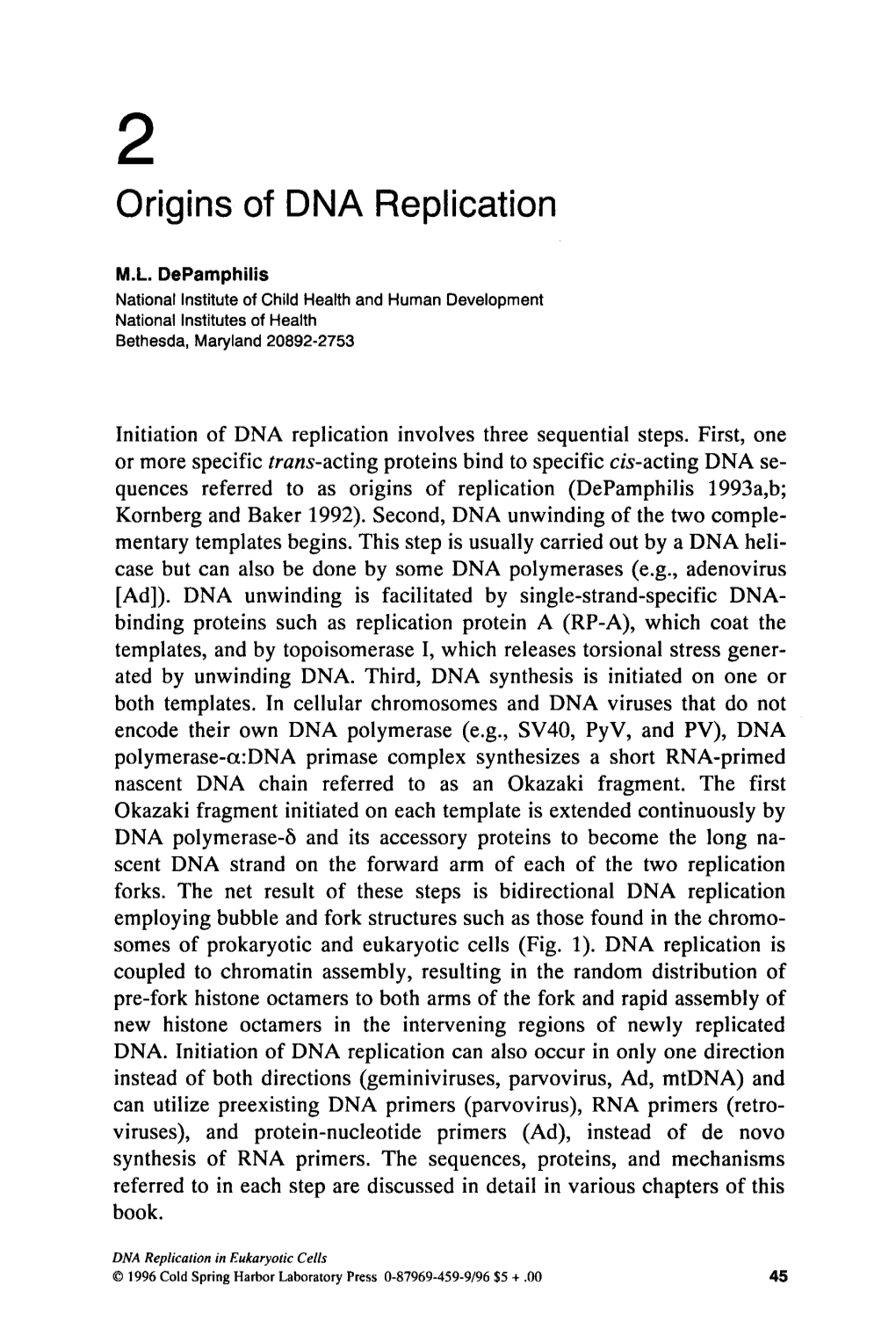 Origins of DNA Replication