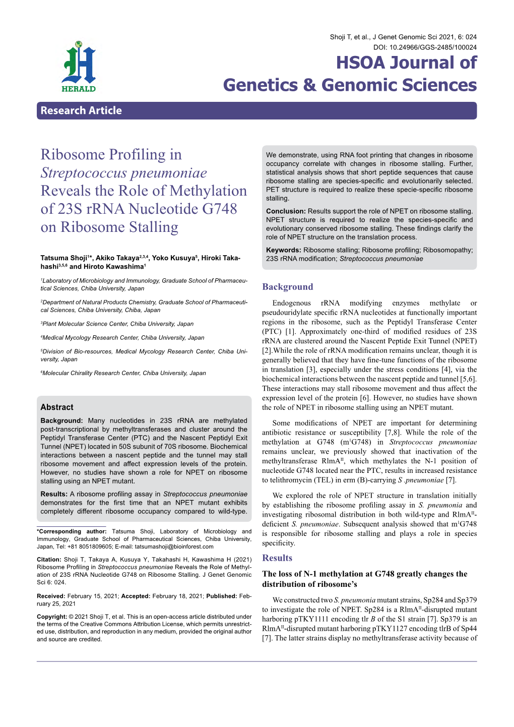 Ribosome Profiling in Reveals the Role of Methylation of 23S Rrna