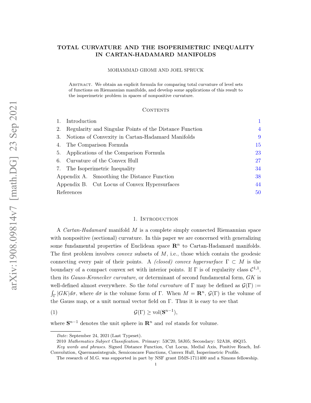 Arxiv:1908.09814V6 [Math.DG] 6 Feb 2021