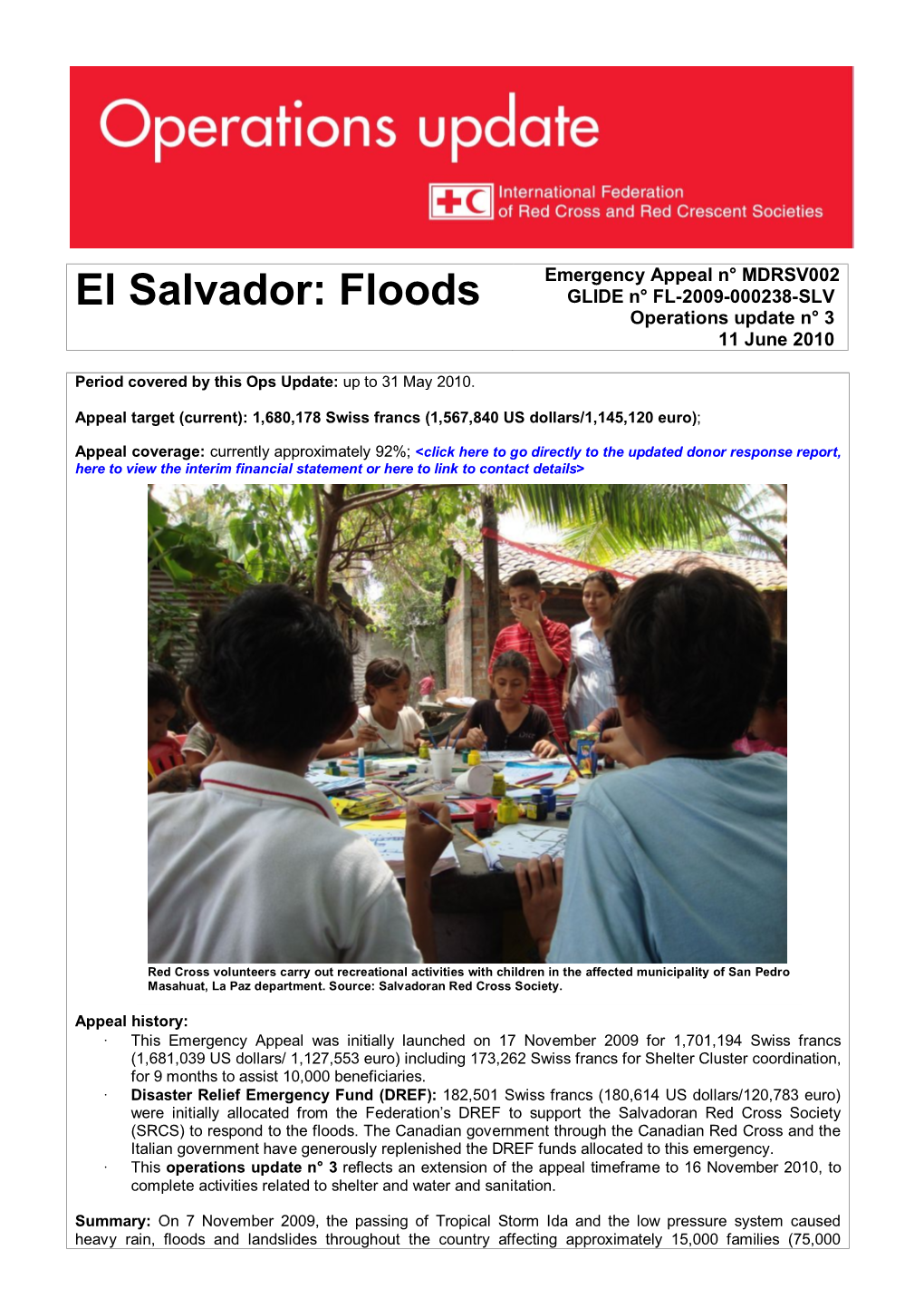 El Salvador: Floods Emergency Appeal N° MDRSV002 GLIDE N° FL