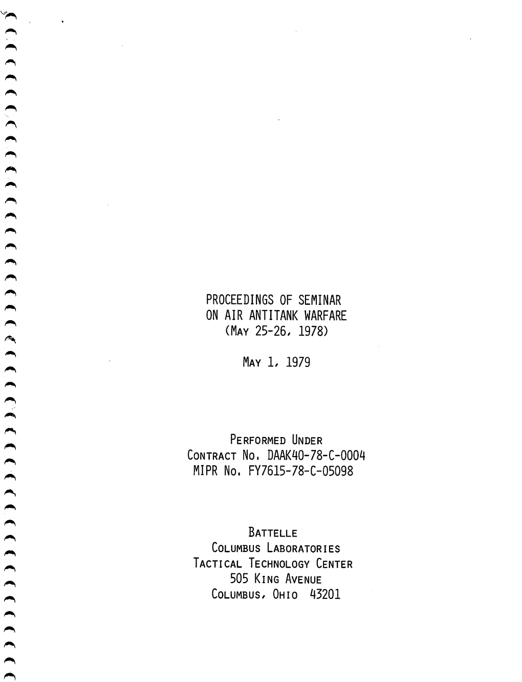 PROCEEDINGS of SEMINAR on AIR ANTITANK WARFARE (May 25-25, 1978)