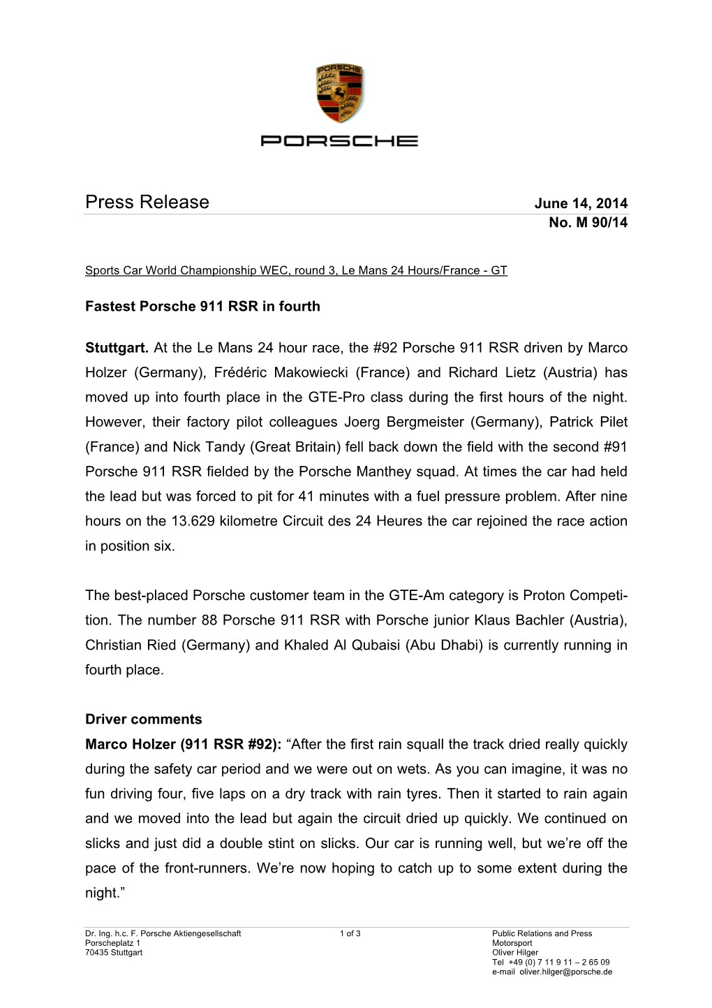 Press Release June 14, 2014 No