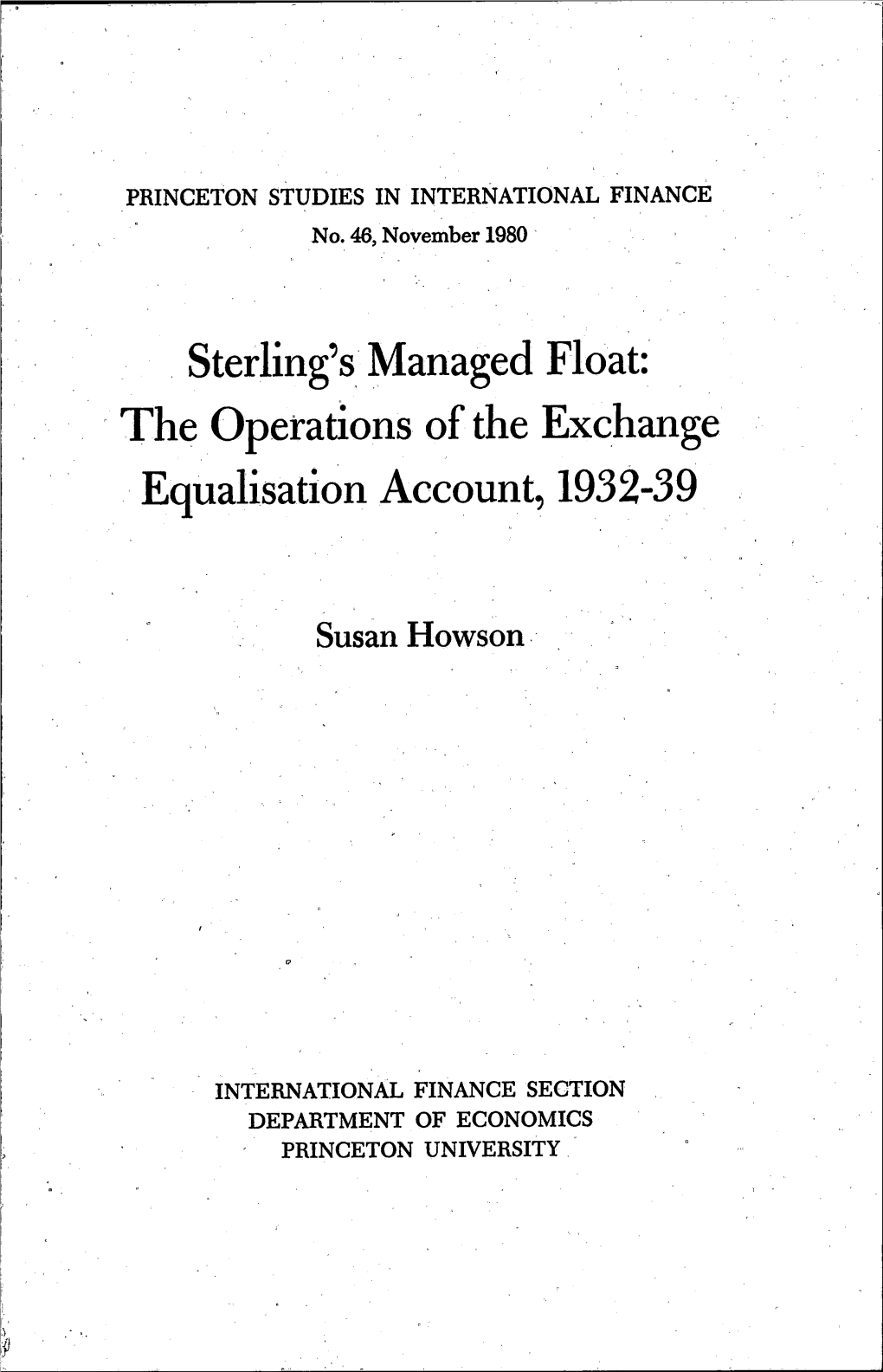 The Operations of the Exchange Equalisation Account, 1932-39