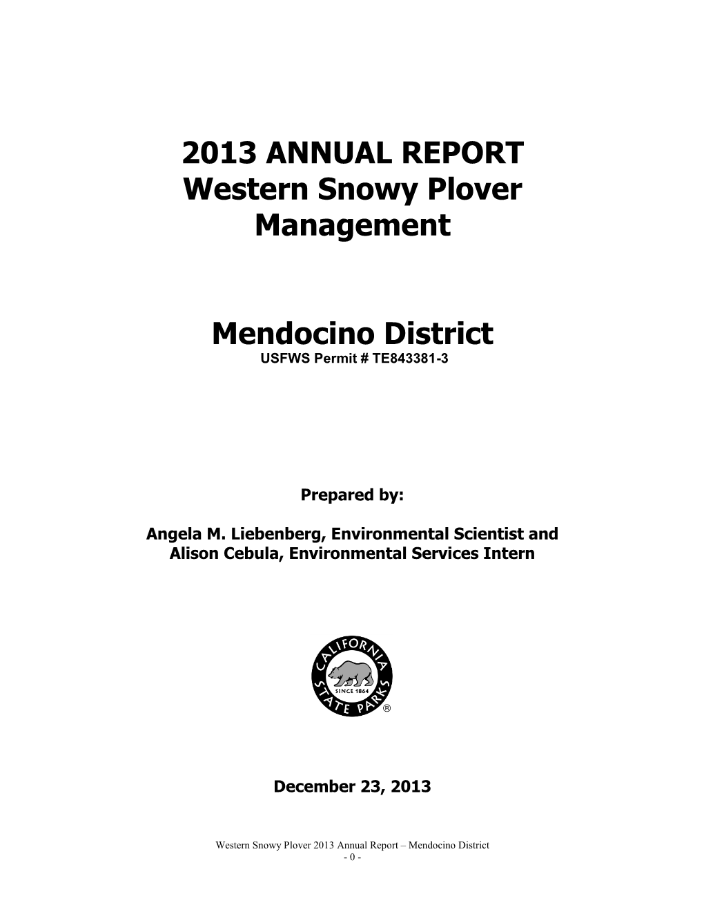 2013 CDPR Mendocino District Annual Report