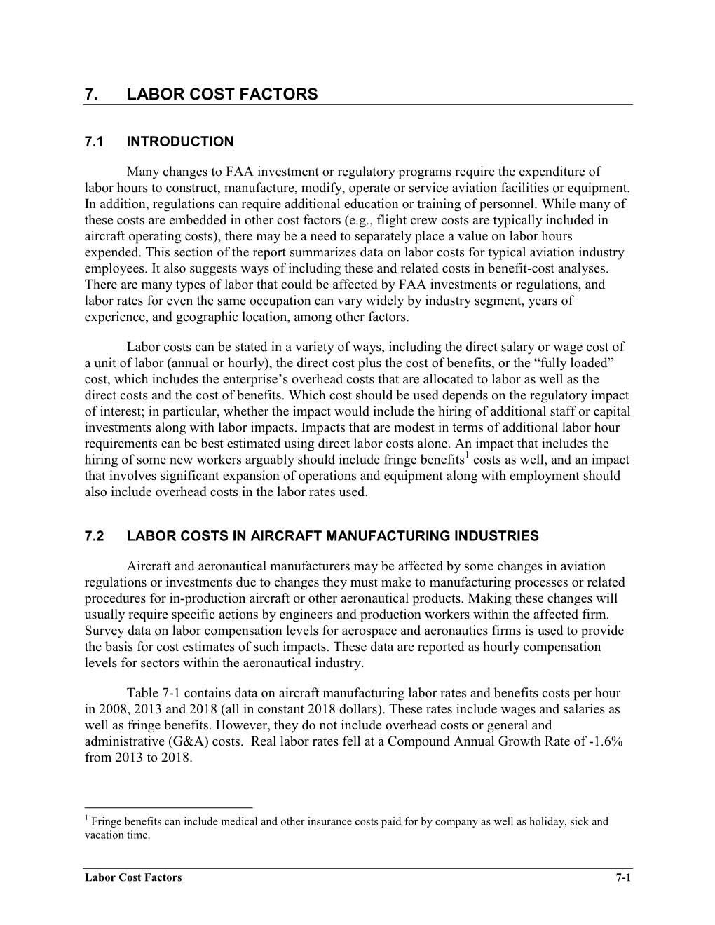 Section 7: Labor Cost Factors