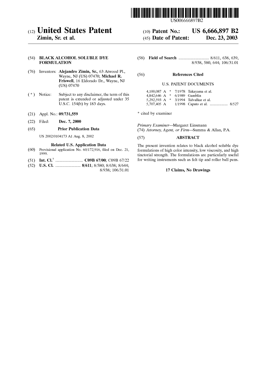 (12) United States Patent (10) Patent No.: US 6,666,897 B2 Zimin, Sr