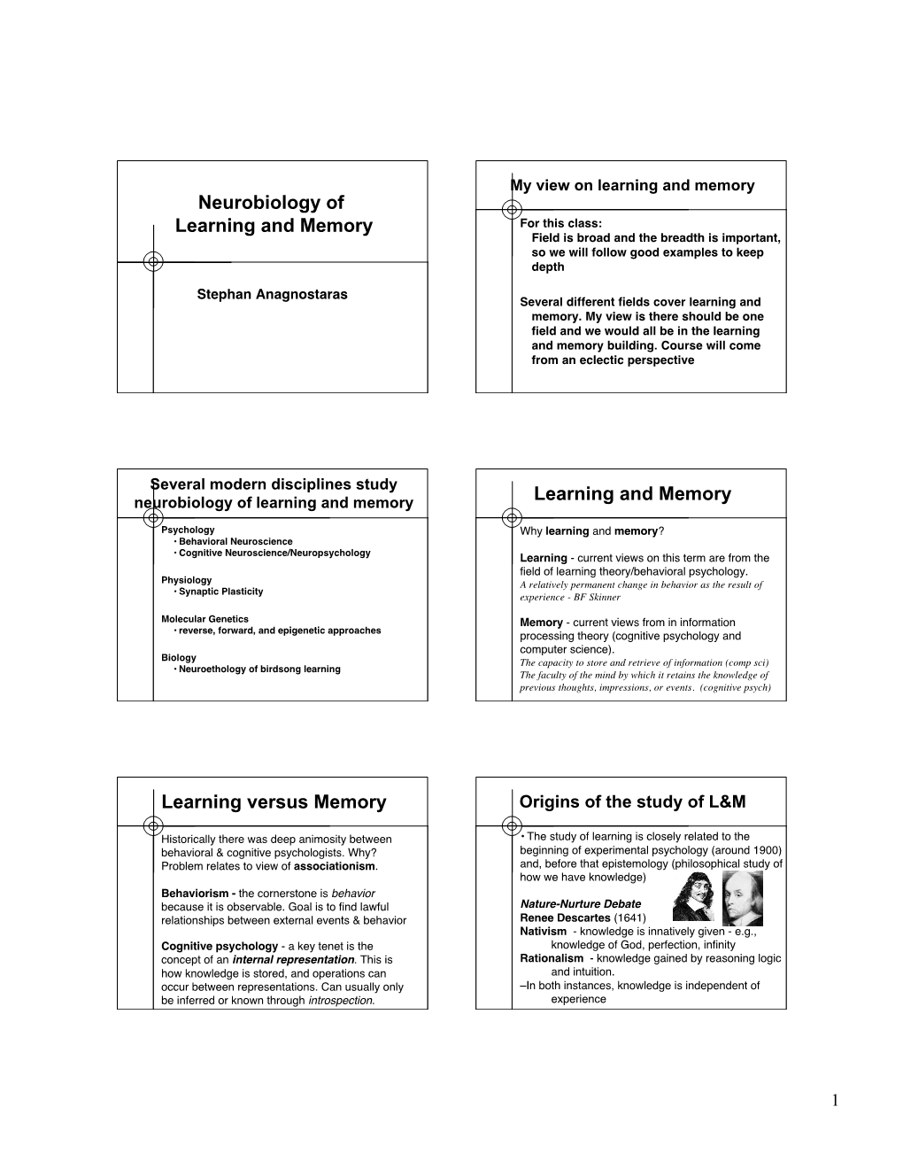 Neurobiology of Learning and Memory Learning and Memory  