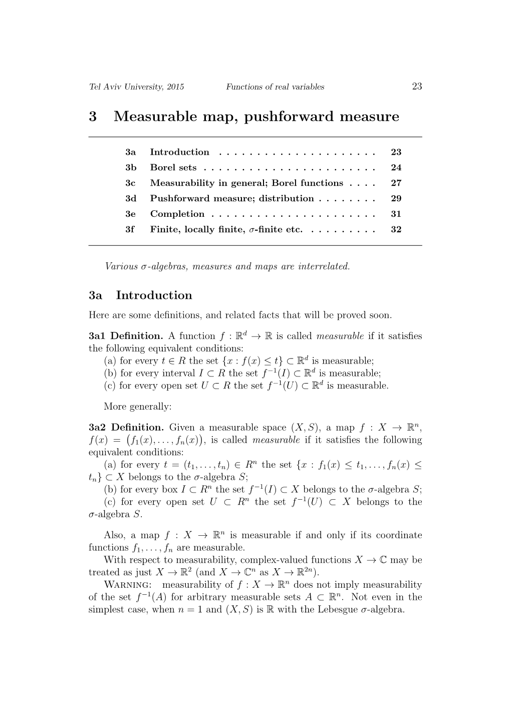 3 Measurable Map, Pushforward Measure