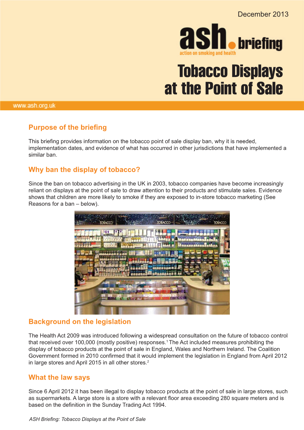 Tobacco Displays at the Point of Sale