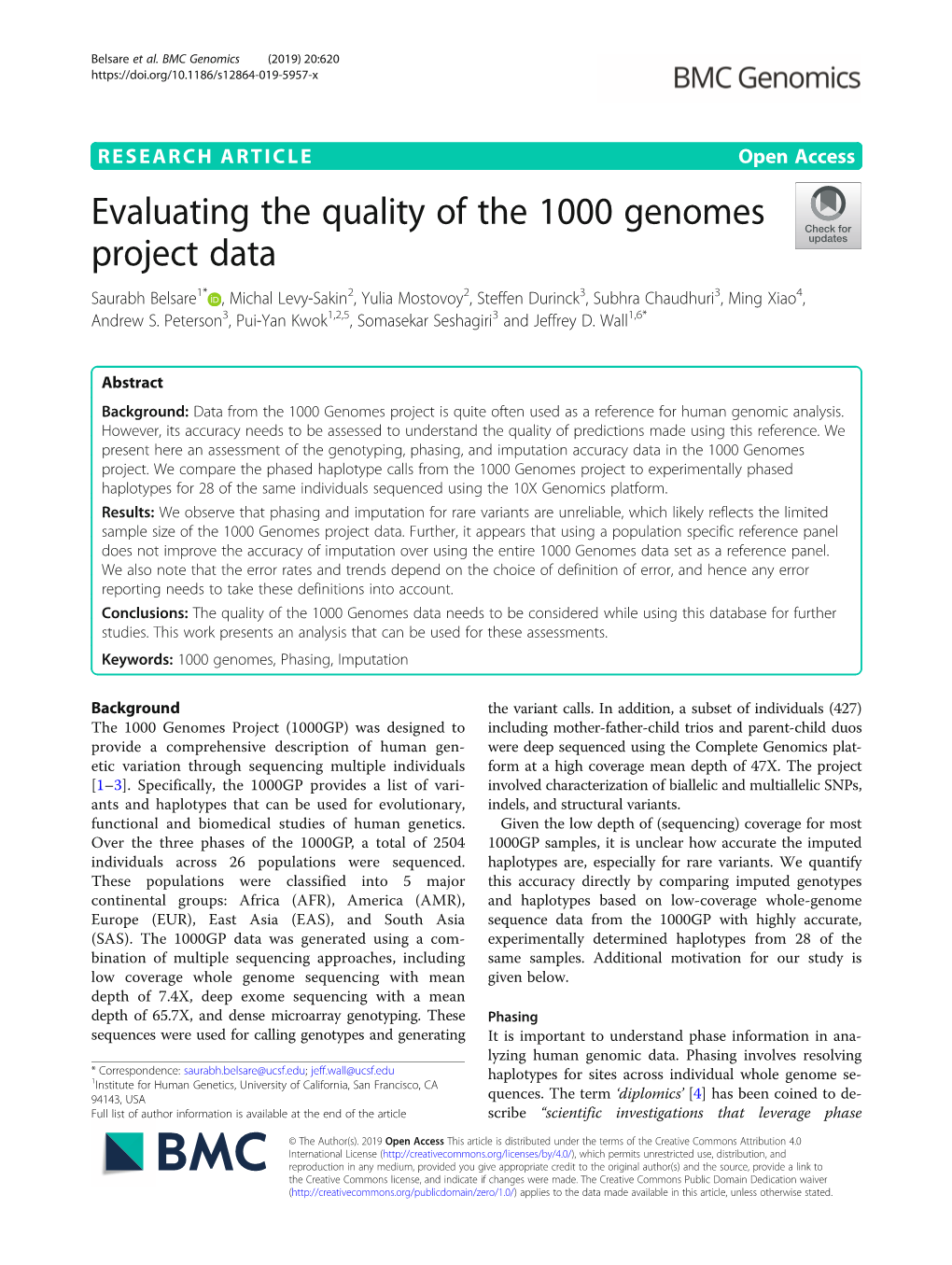 Evaluating the Quality of the 1000 Genomes Project Data