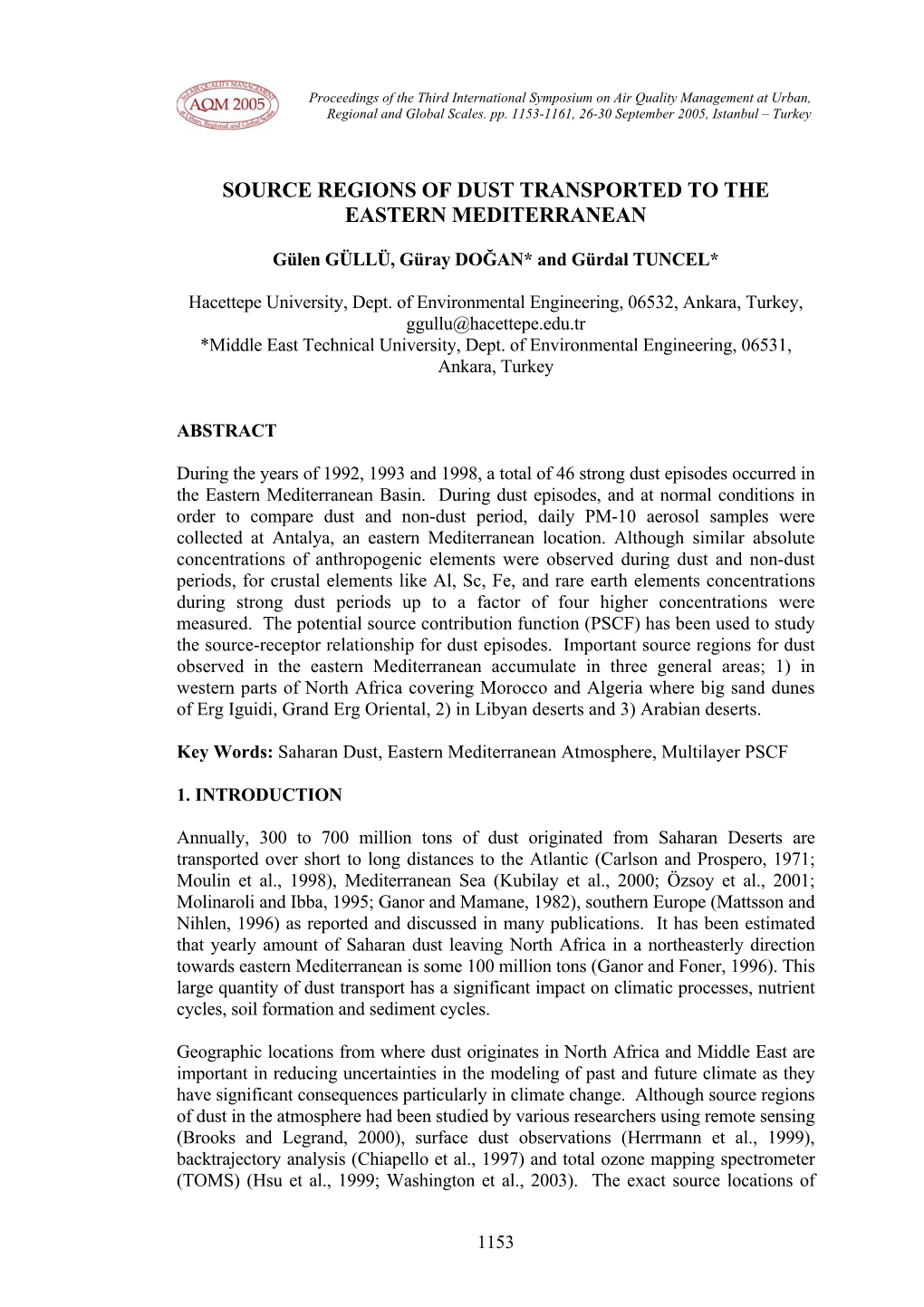 Source Regions of Dust Transported to the Eastern Mediterranean