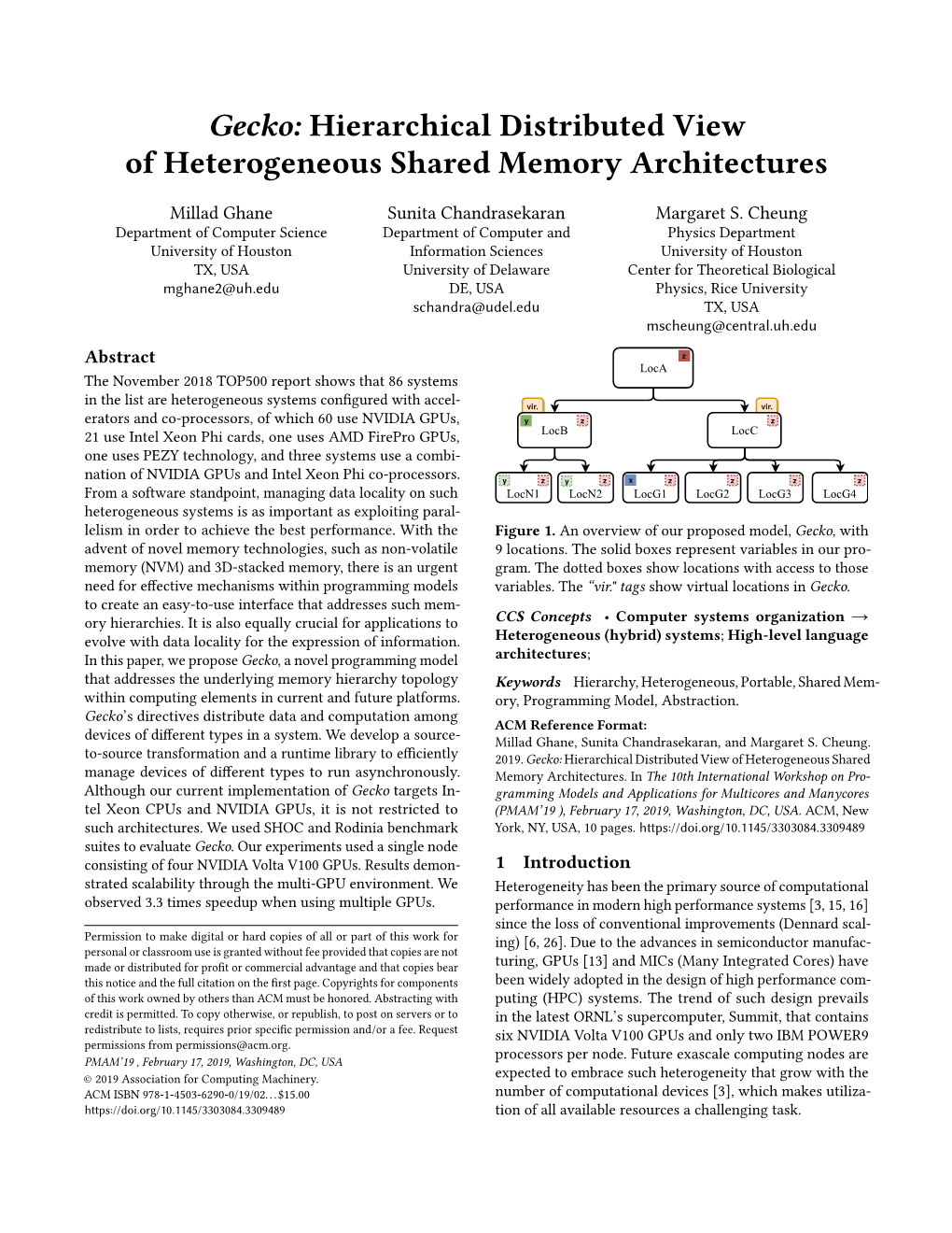 Gecko: Hierarchical Distributed View of Heterogeneous Shared Memory Architectures