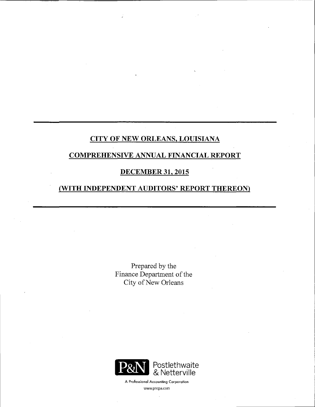 2015 Comprehensive Annual Financial Report