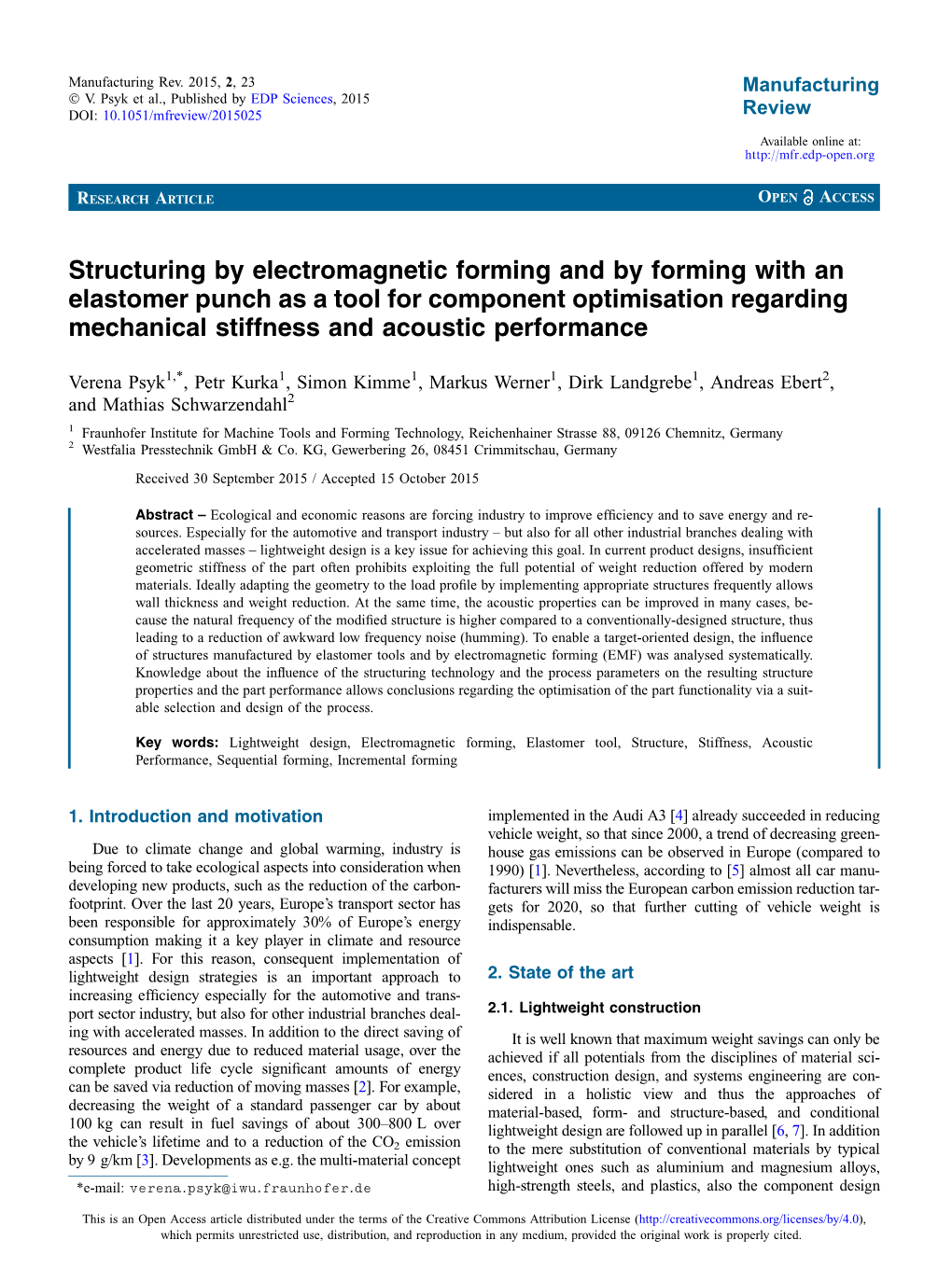 Structuring by Electromagnetic Forming and by Forming with an Elastomer