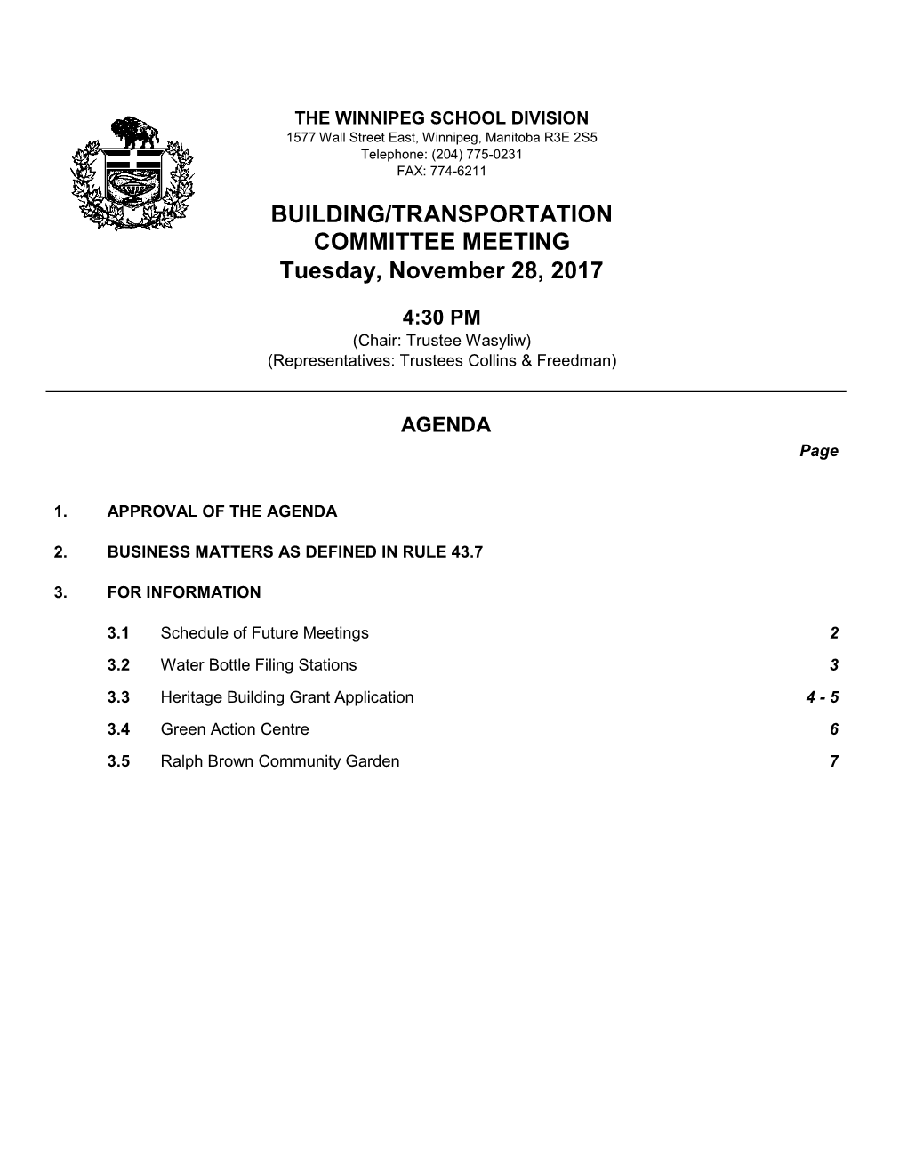 Building/Transportation Committee November 28, 2017