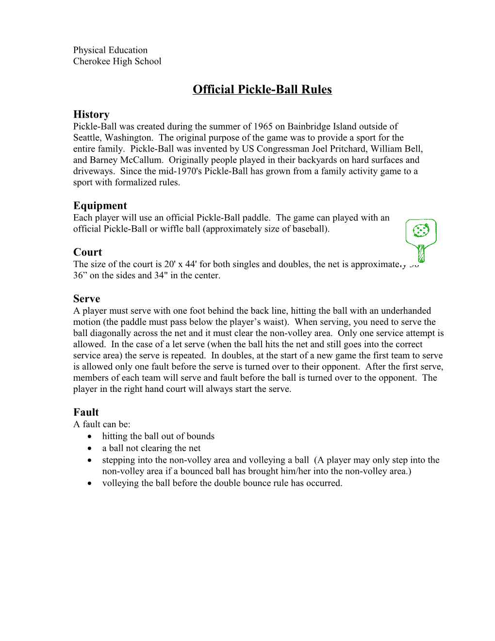 Official Pickle-Ball Rules