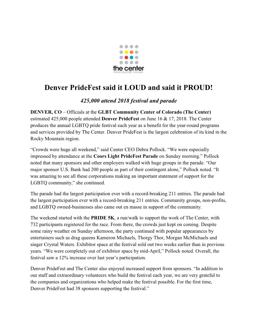 Denver Pridefest Said It LOUD and Said It PROUD!