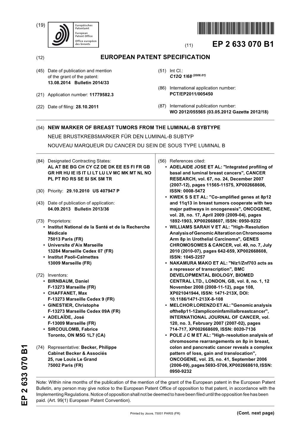 New Marker of Breast Tumors from the Luminal-B Sybtype Neue Brustkrebsmarker Für Den Luminal-B Subtyp Nouveau Marqueur Du Cancer Du Sein De Sous Type Luminal B