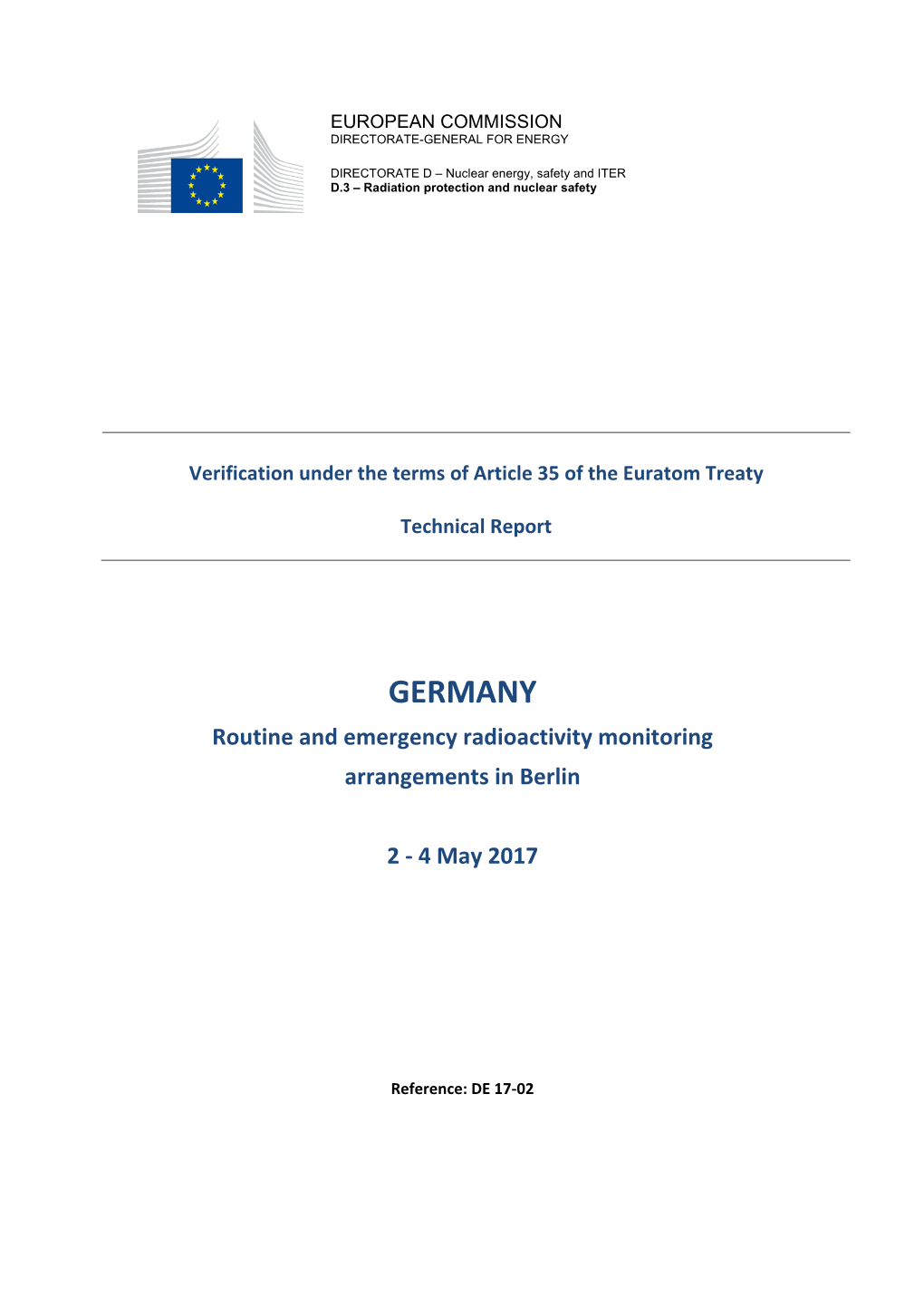 GERMANY Routine and Emergency Radioactivity Monitoring Arrangements in Berlin