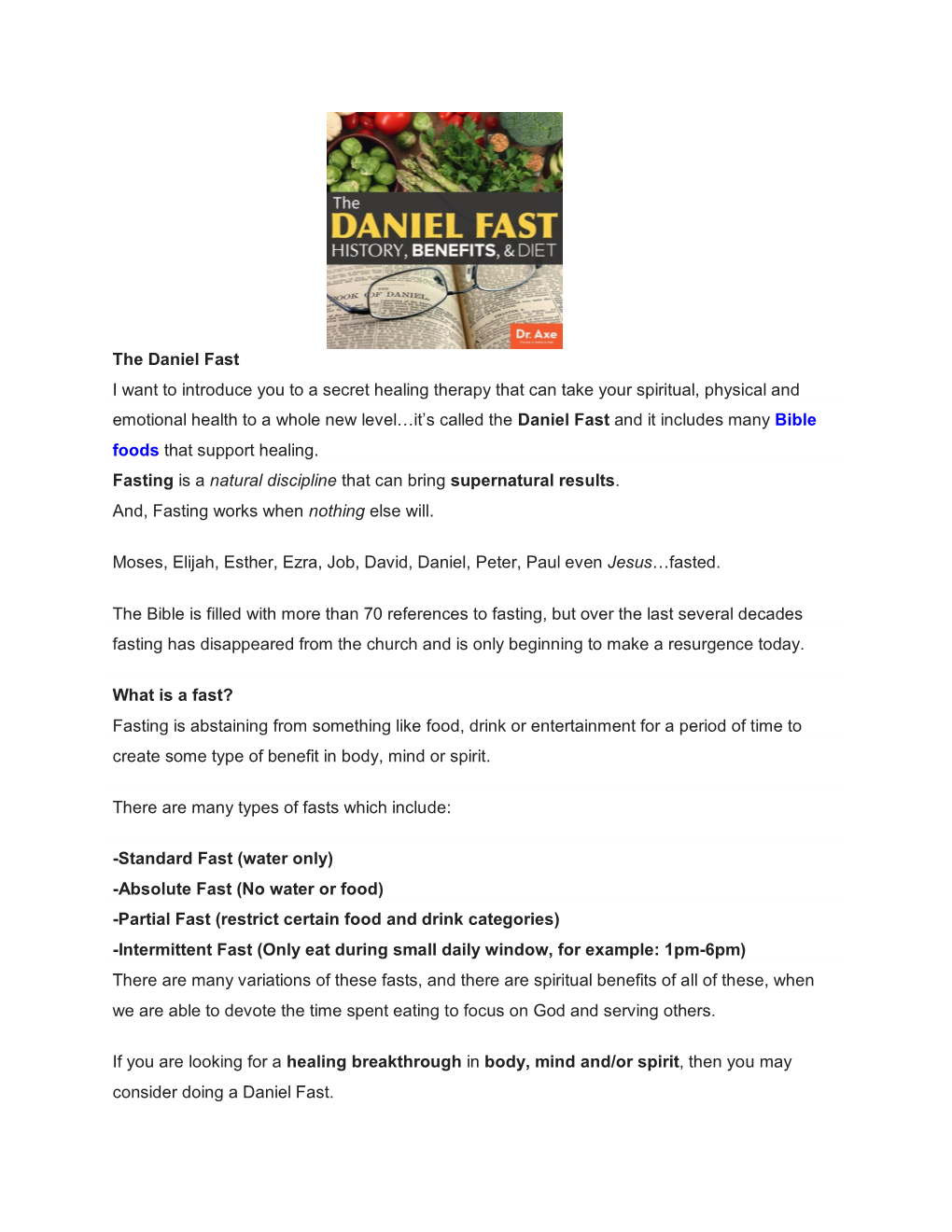 The Daniel Fast I Want to Introduce You to a Secret Healing Therapy That