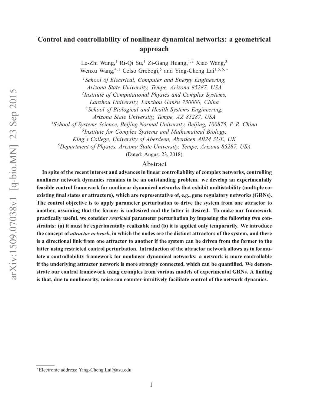 Control and Controllability of Nonlinear Dynamical Networks: a Geometrical