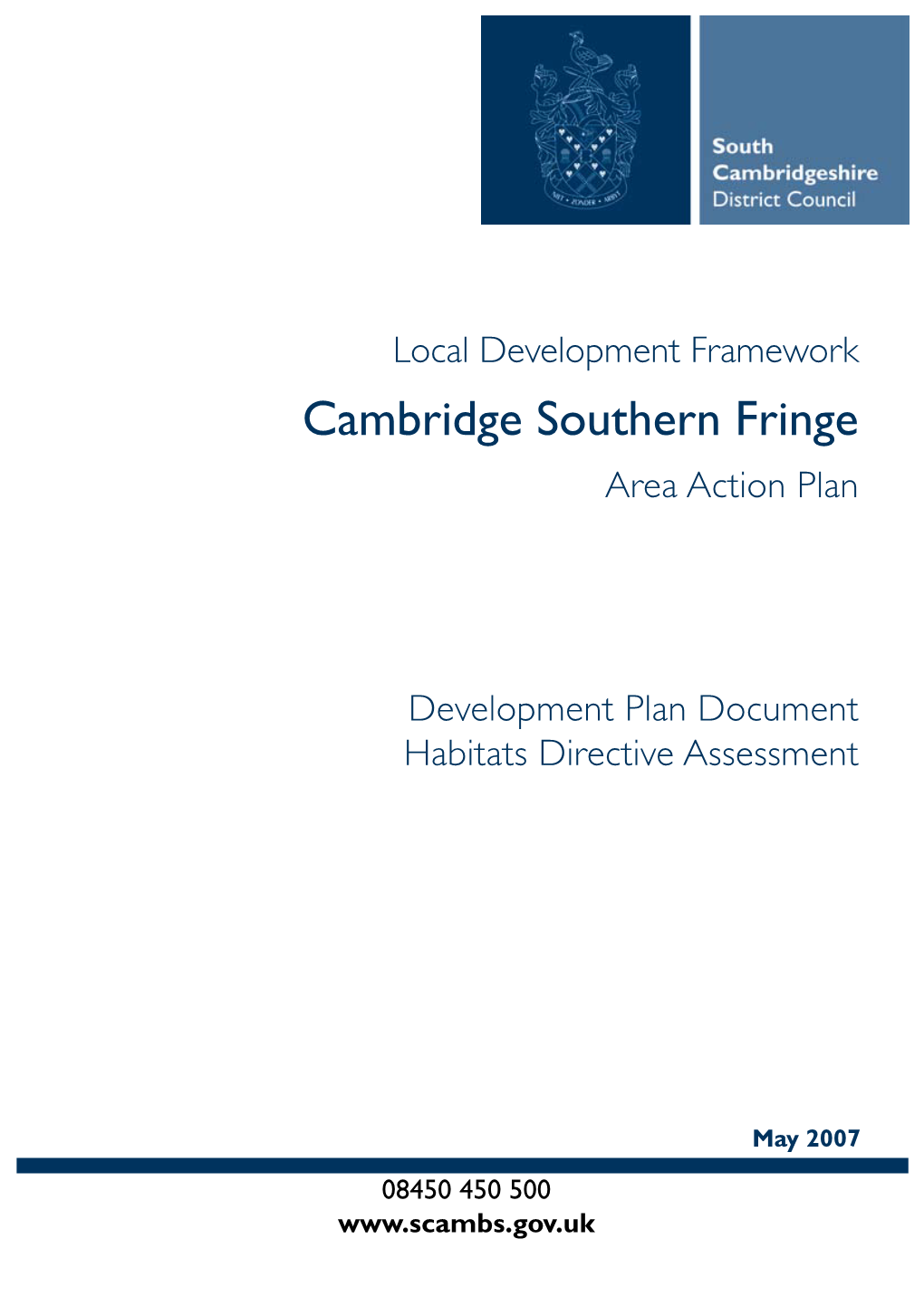 Cambridge Southern Fringe AAP Habitats Directive Assessment