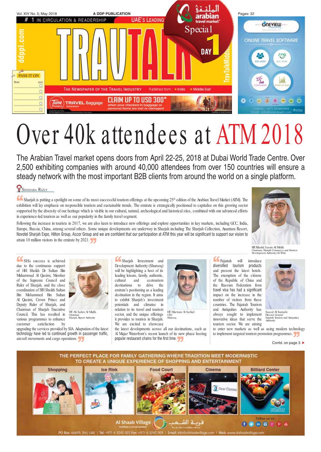 Over 40K Attendees at ATM 2018 the Arabian Travel Market Opens Doors from April 22-25, 2018 at Dubai World Trade Centre