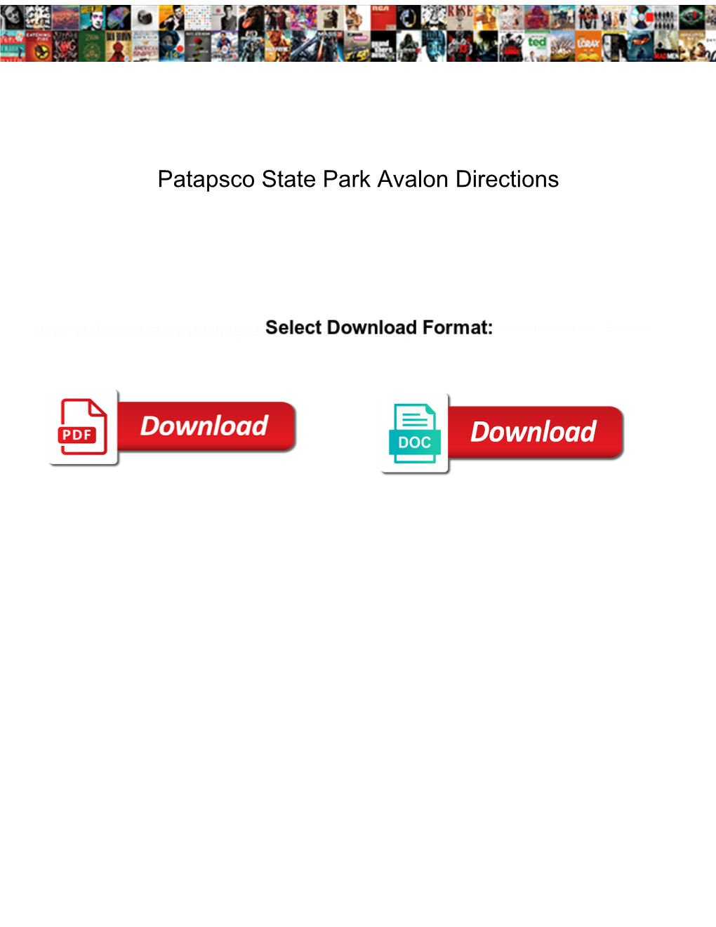 Patapsco State Park Avalon Directions