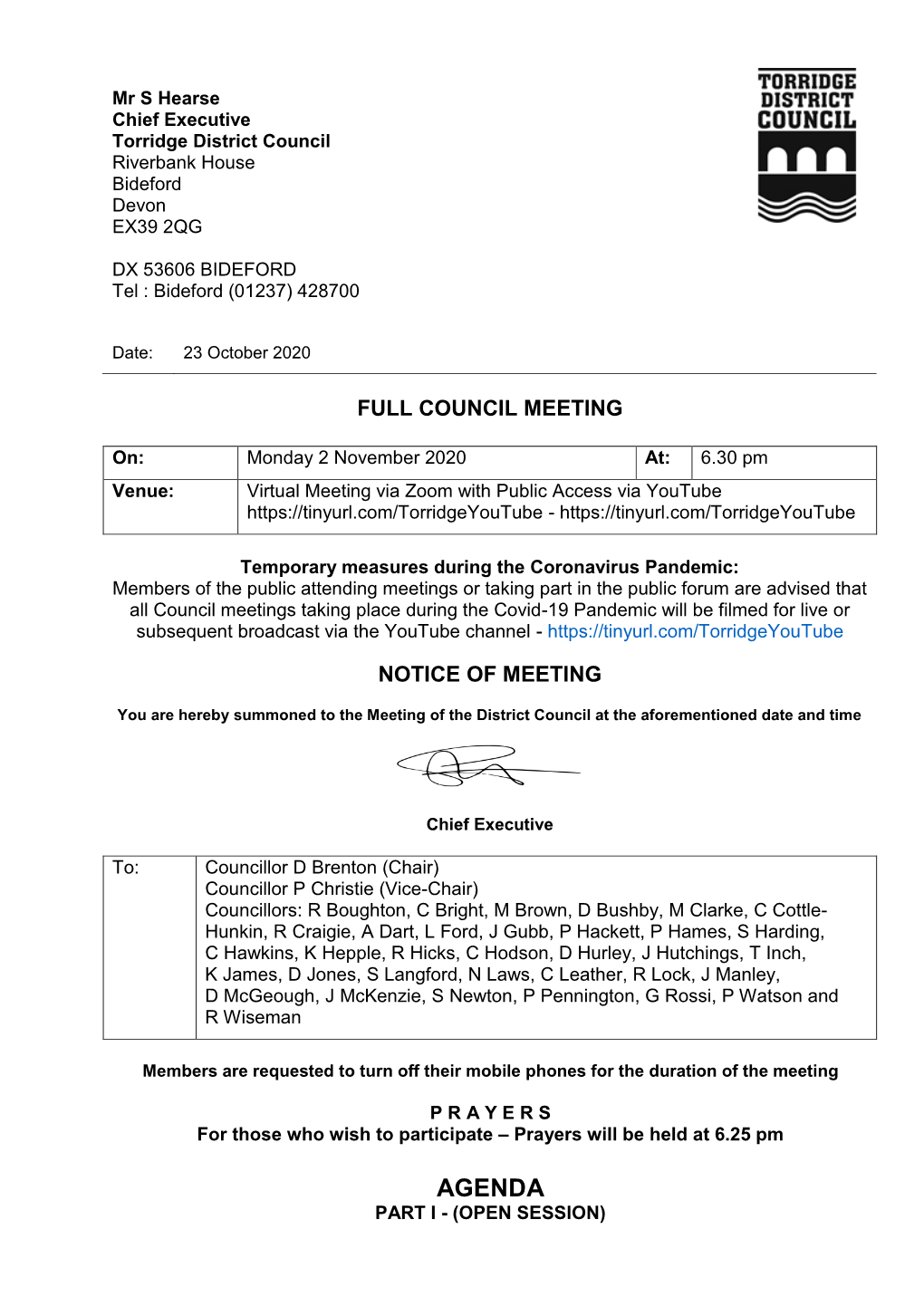 (Public Pack)Agenda Document for Full Council, 02/11/2020 18:30