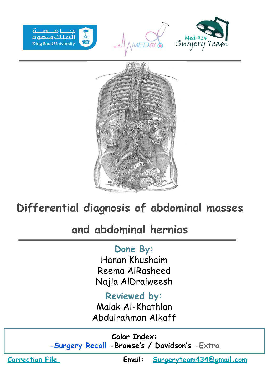 Differential Diagnosis of Abdominal Masses and Abdominal Hernias