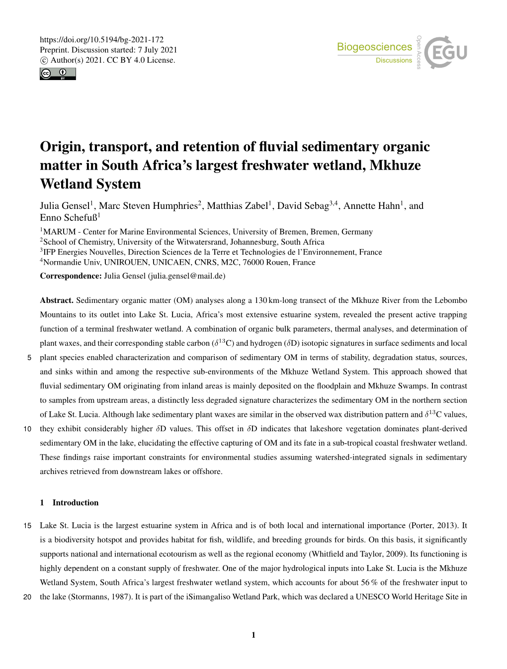 Origin, Transport, and Retention of Fluvial Sedimentary Organic Matter