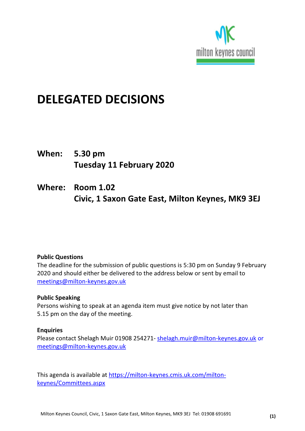 Delegated Decisions