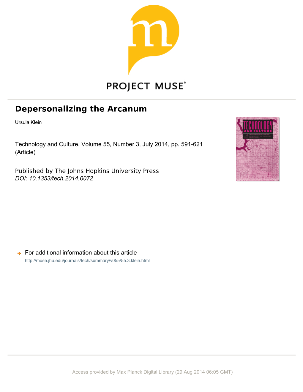 Depersonalizing the Arcanum