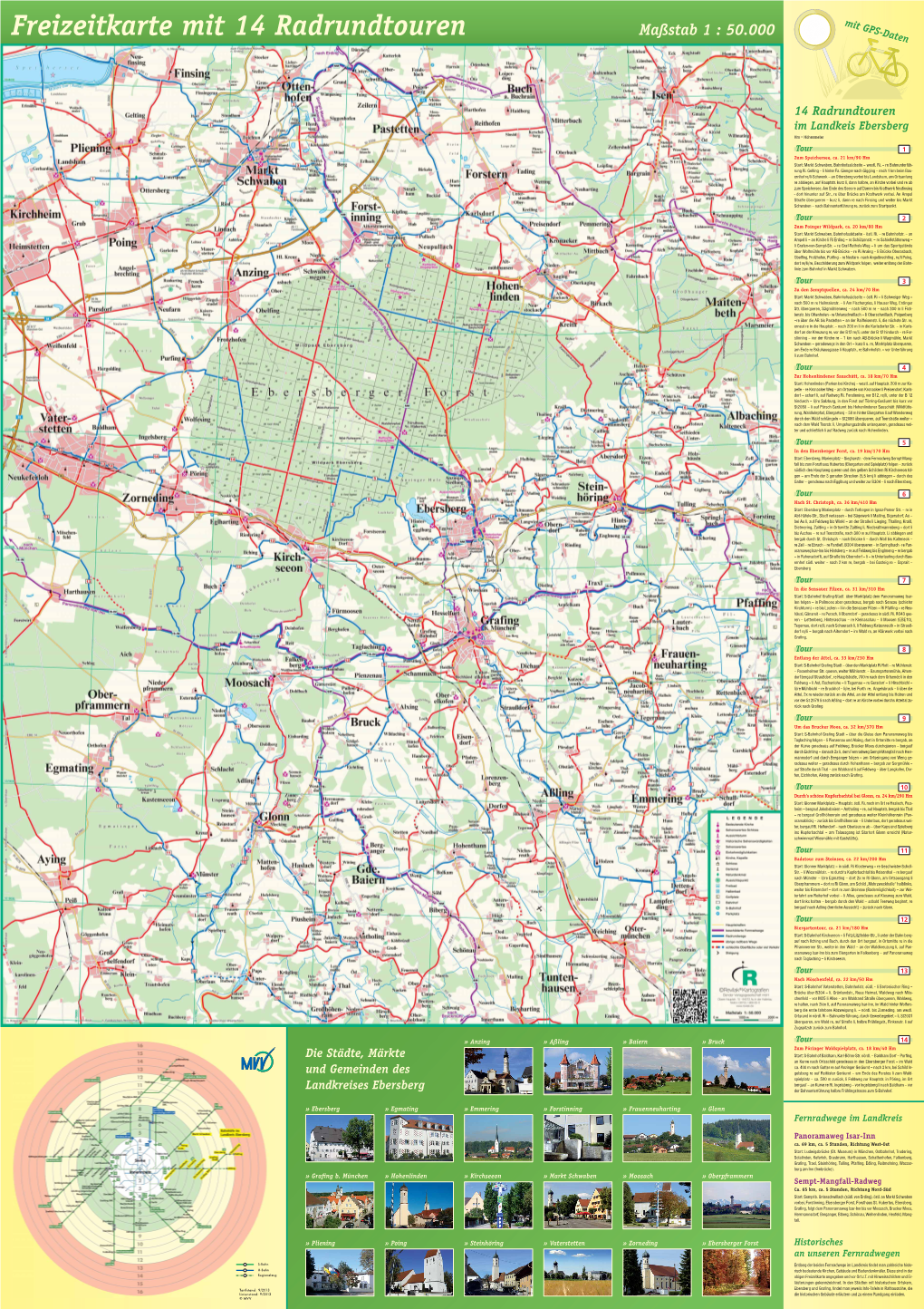 Freizeitkarte Mit 14 Radrundtouren Maßstab 1 : 50.000 Mit GPS-Daten