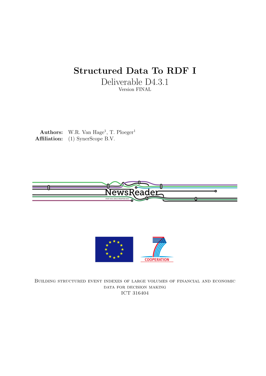 Structured Data to RDF I Deliverable D4.3.1 Version FINAL
