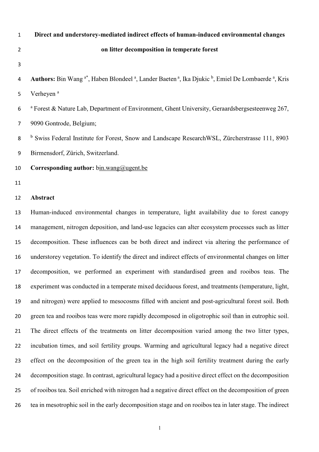 On Litter Decomposition in Temperate Forest