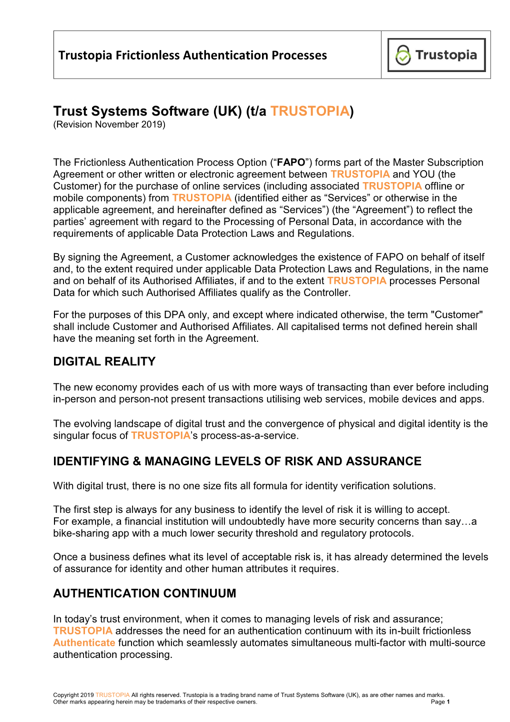 Trustopia Frictionless Authentication Processes Trust Systems Software