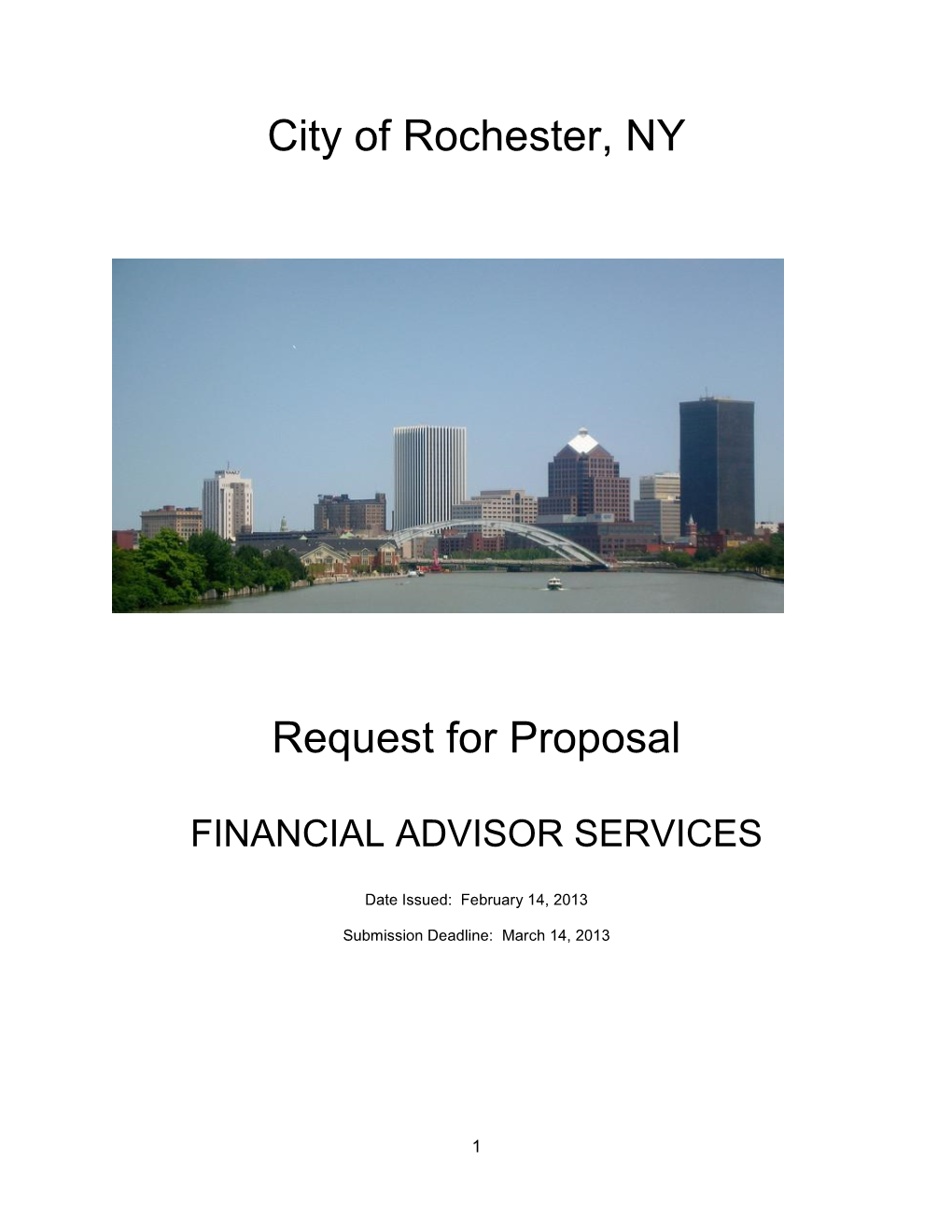 City of Rochester, NY Request for Proposal