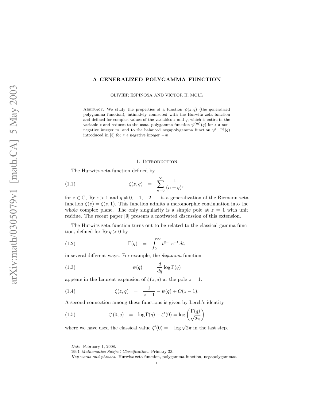 Arxiv:Math/0305079V1 [Math.CA] 5 May 2003 Nsvrldﬀrn As O Xml,The Example, for Ways