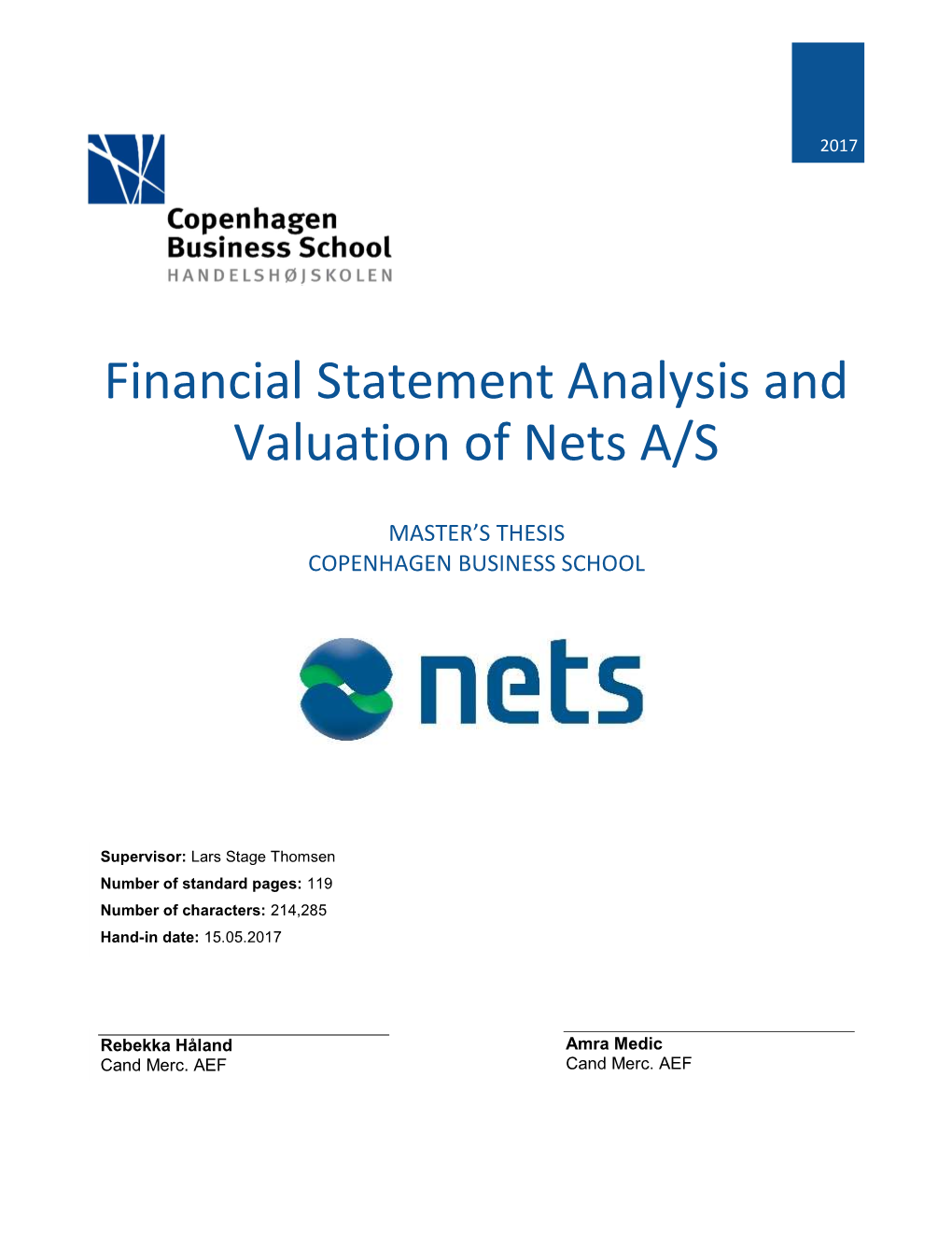 Financial Statement Analysis and Valuation of Nets A/S