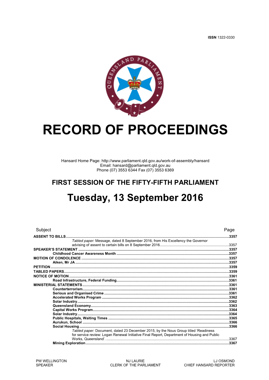 Record of Proceedings