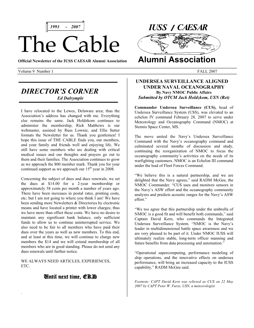 The Cable Official Newsletter of the IUSS CAESAR Alumni Association Alumni Association